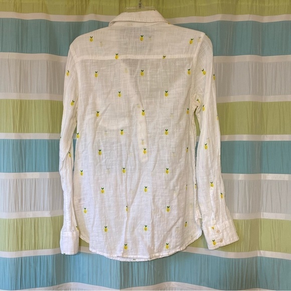 Merona Lemon Blouse Gauzy Slightly Sheer Cotton Sz Small - Picture 8 of 9